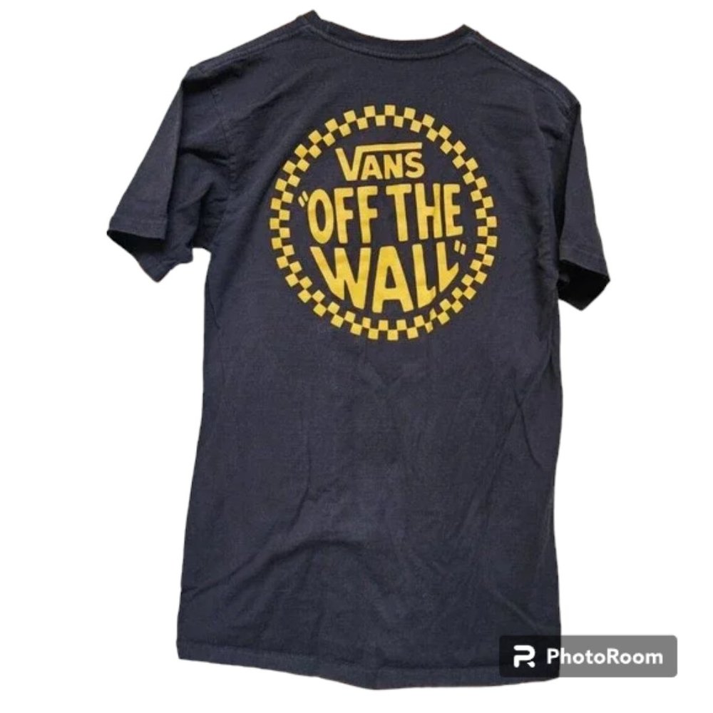VANS Off The Wall Black T-Shirt Black Size M 2 Sides
